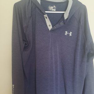 Men's Blue Loose Heat Gear Under Armour Hooded Shirt